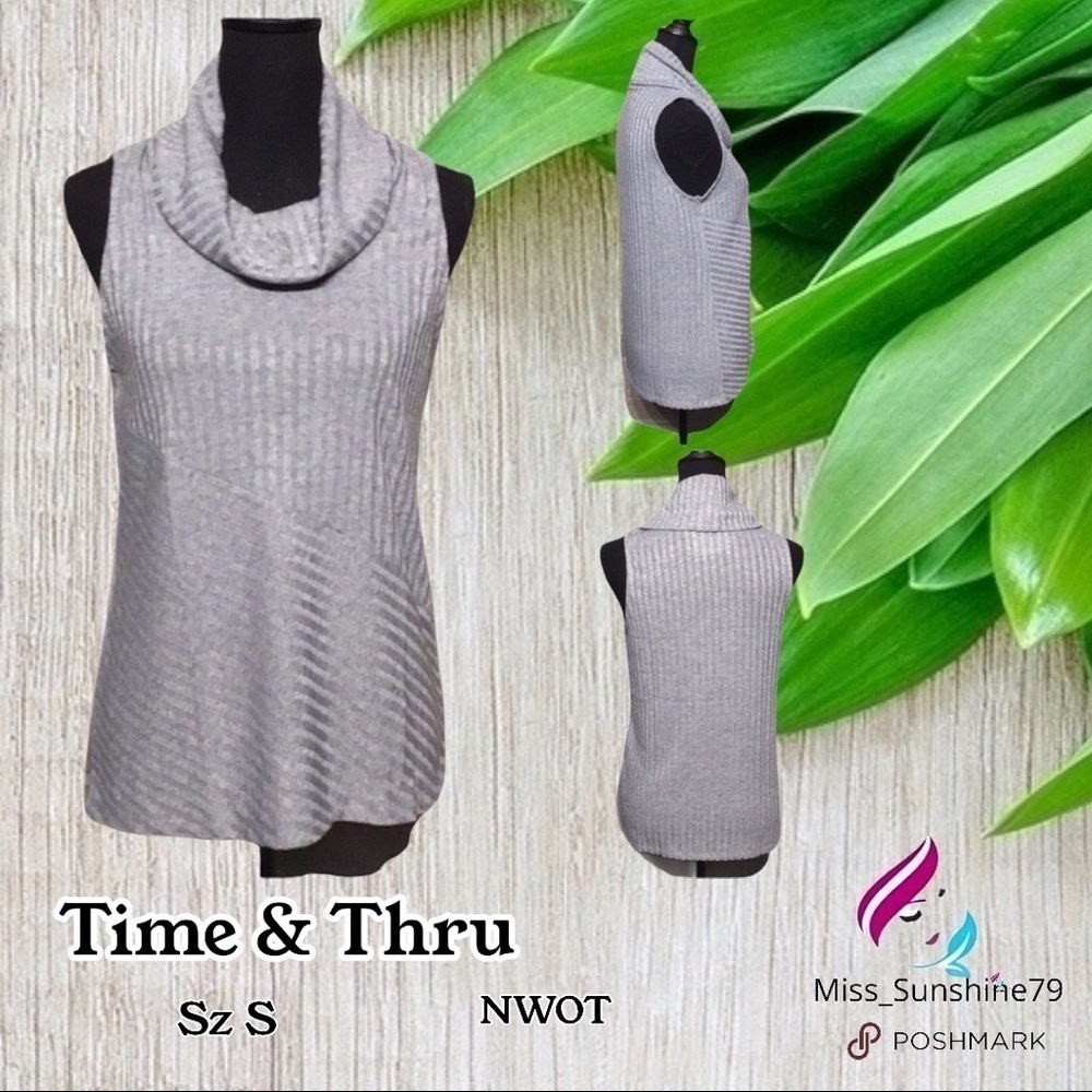 Time&Tru NWOT - Sz S - cowl lightweight sweater top sleeveless flowy ♥️